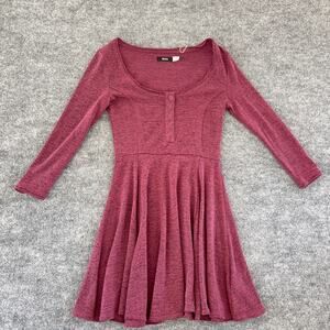Urban Outfitters BDG Maroon Fit and Flare Mini Dress Small Ribbed Casual